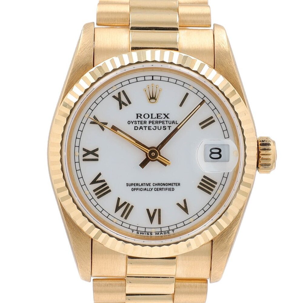 Rolex Datejust 68278 31mm White Roman Numeral Dial Fluted Bezel President Band
